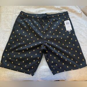 Men's Black Hybrid Shorts with Gold Accents